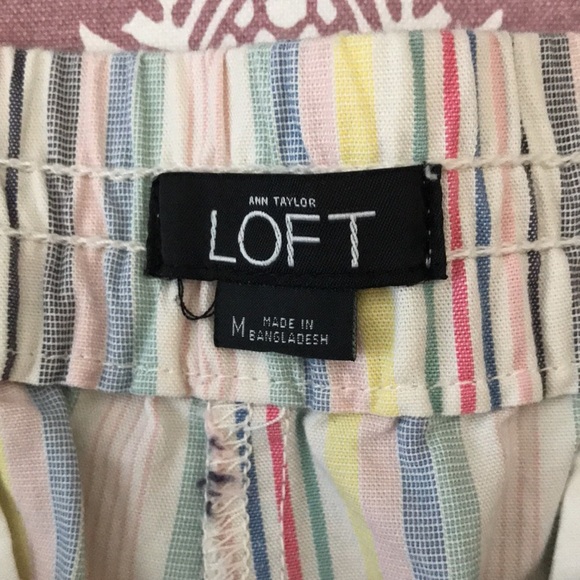 Ann Taylor Loft multicolored striped shorts sz M drawstring waist - Picture 4 of 7
